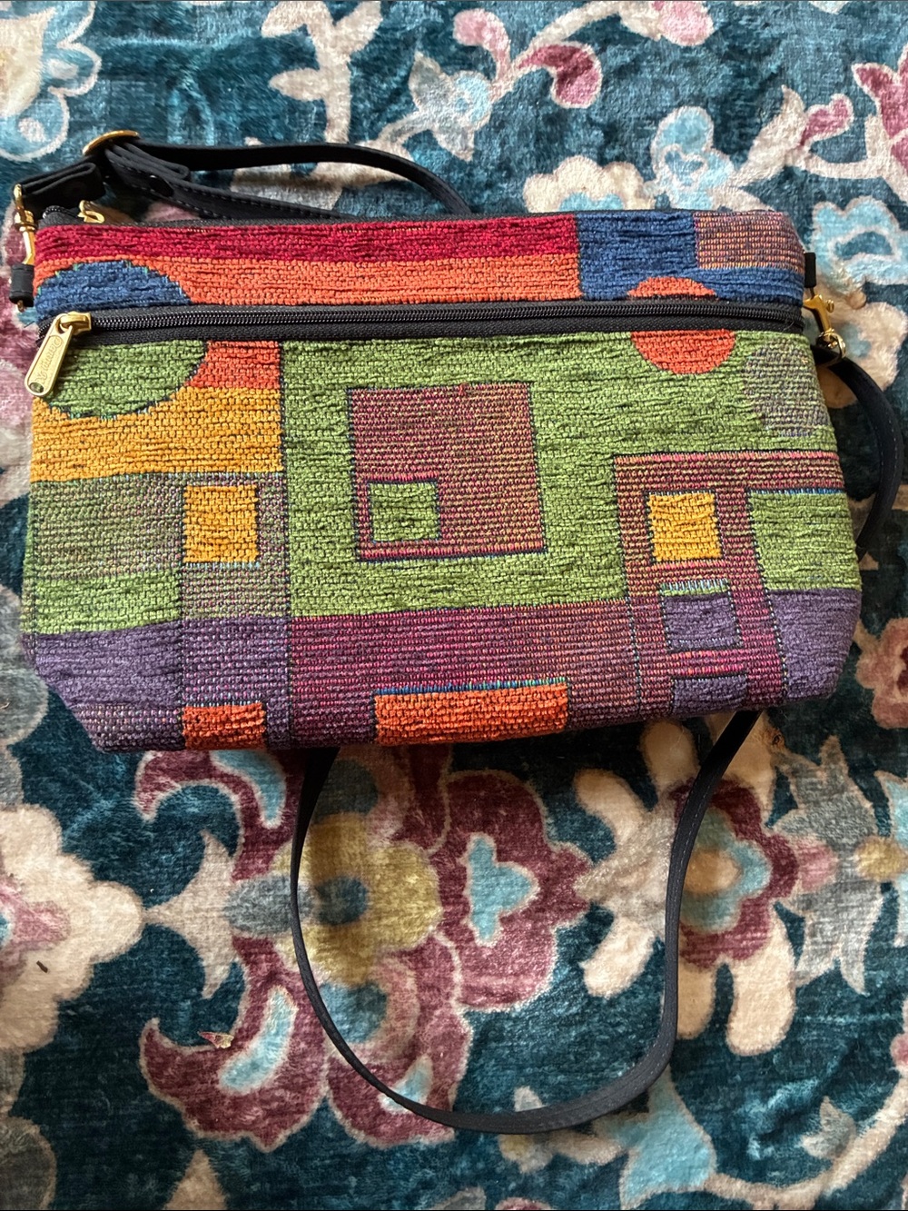 Vintage Danny K. Geometric Crossbody Green/Multi Perfect